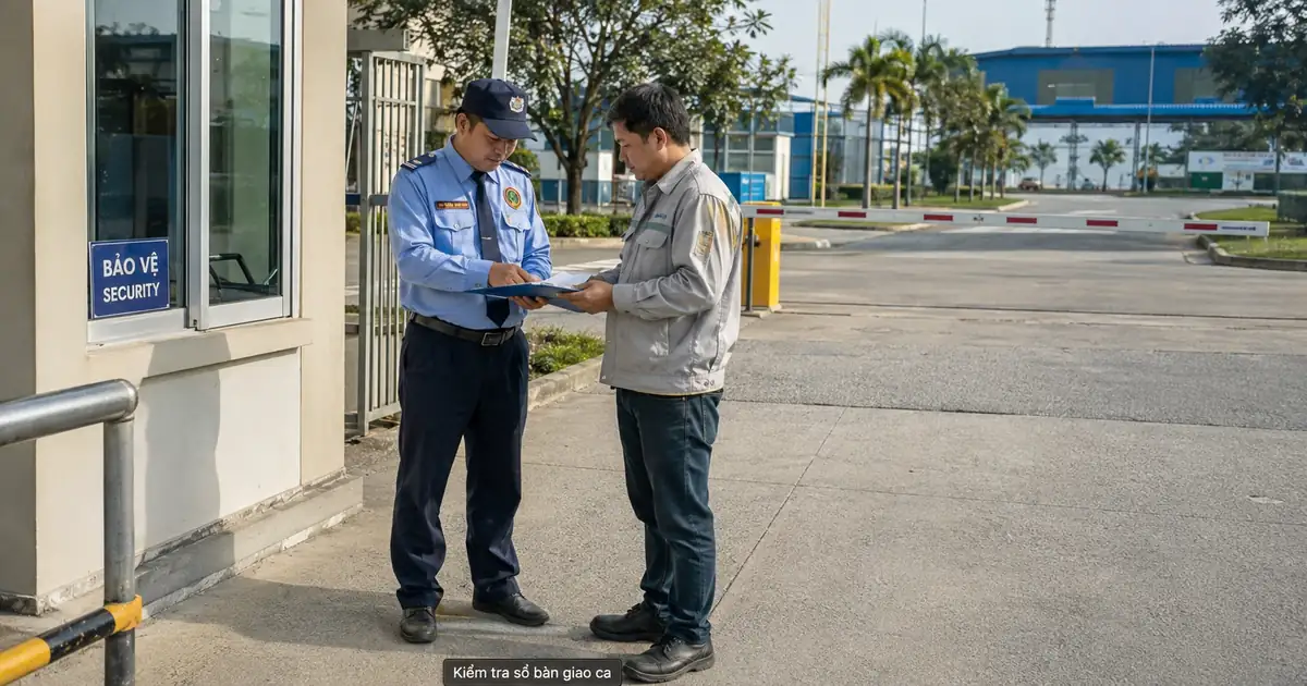 Bàn giao ca bảo vệ Biên Hòa tại cổng nhà máy