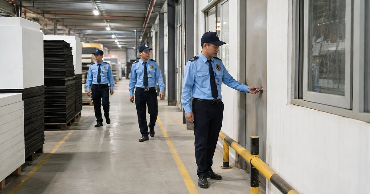 Tuần tra nhà xưởng Đồng Nai theo tuyến kiểm soát an ninh