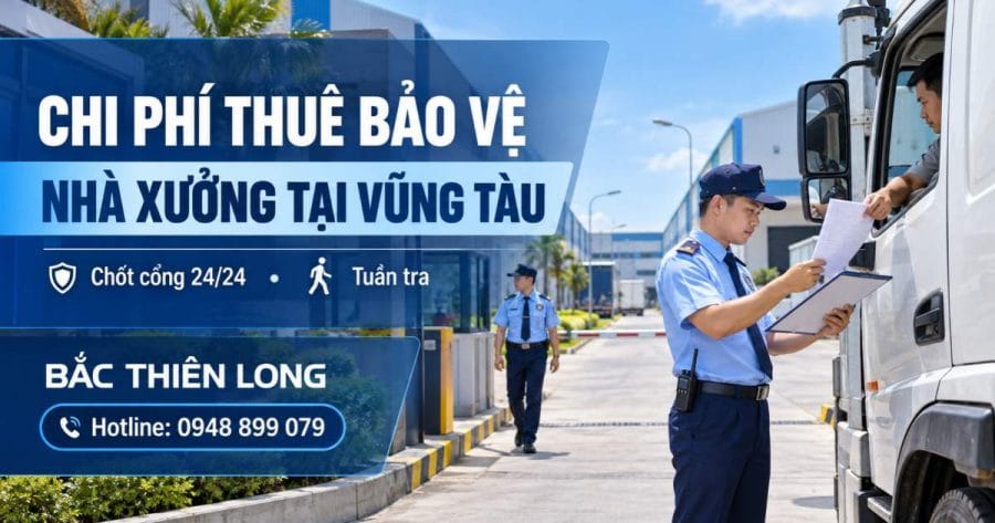 Hình minh họa bảo vệ kiểm tra chứng từ xe tải và tuần tra nhà xưởng cho bài chi phí thuê bảo vệ tại Vũng Tàu