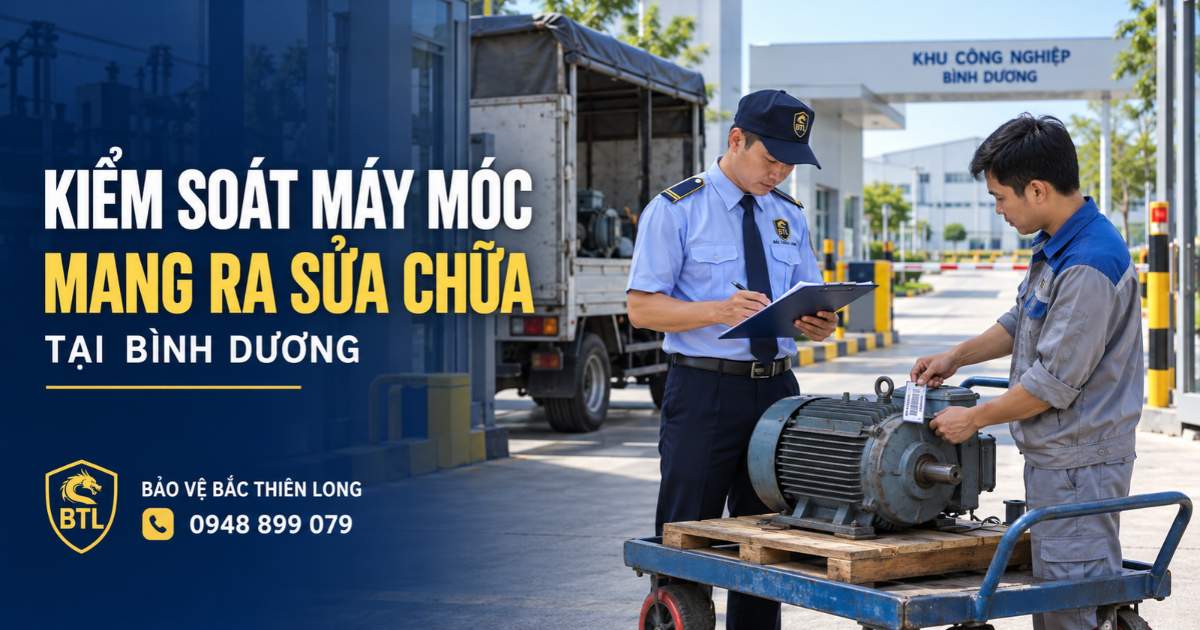 Ảnh minh họa bảo vệ đối chiếu phiếu và mã máy móc mang ra sửa chữa tại Bình Dương